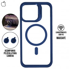 Capa iPhone 15 - Metal Stand Magsafe Navy Blue
